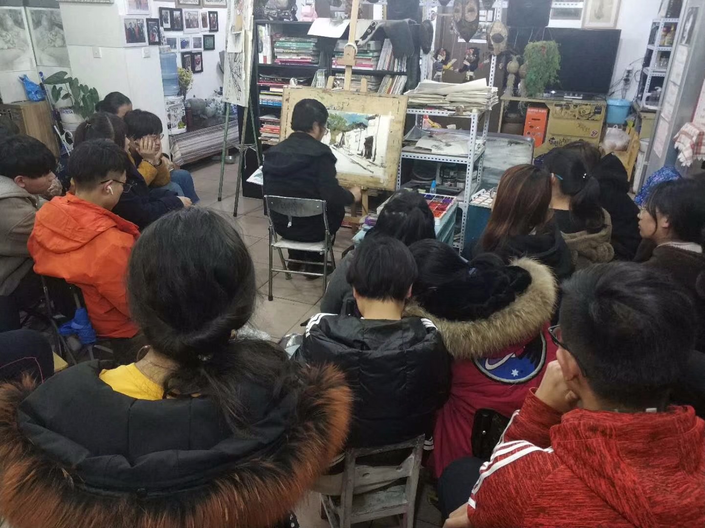 皮帽子画室吴跃老师作色彩风景默写示范