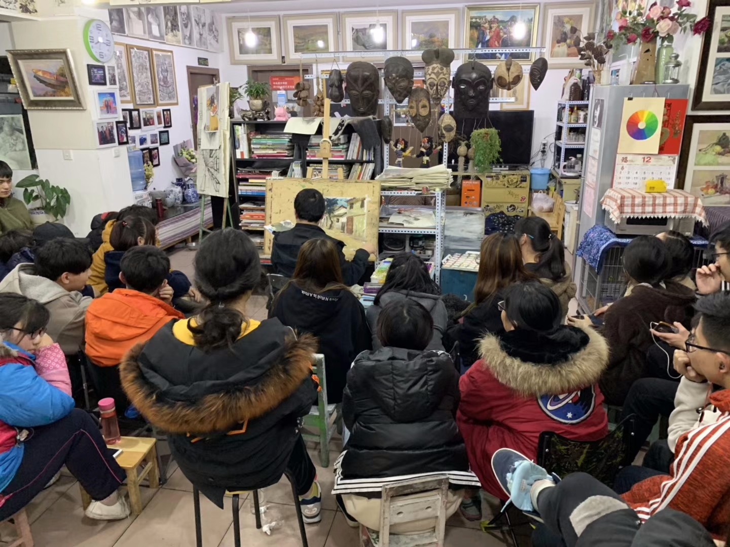 皮帽子画室吴跃老师作色彩风景默写示范