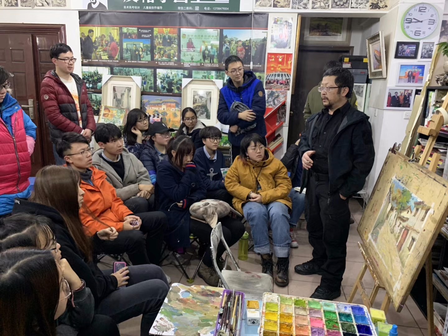 皮帽子画室吴跃老师作色彩风景默写示范