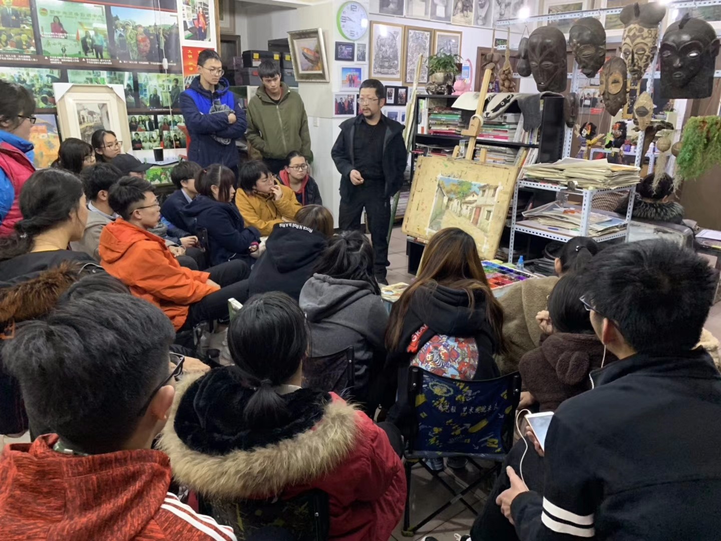 皮帽子画室吴跃老师作色彩风景默写示范