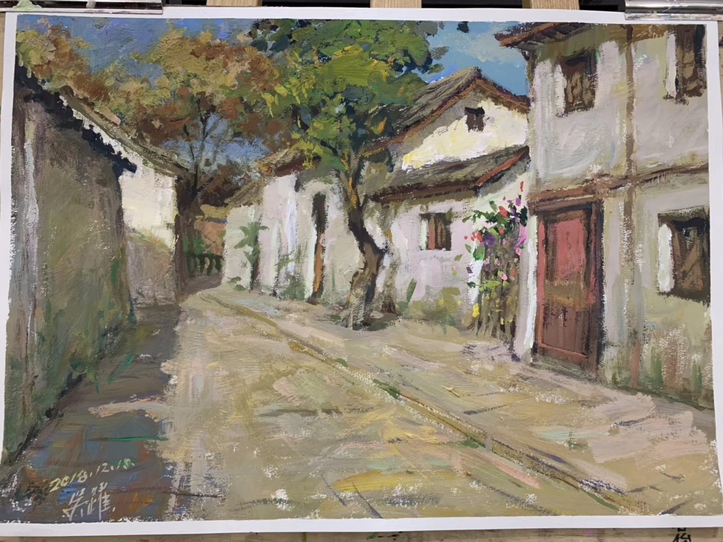 皮帽子画室吴跃老师作色彩风景默写示范